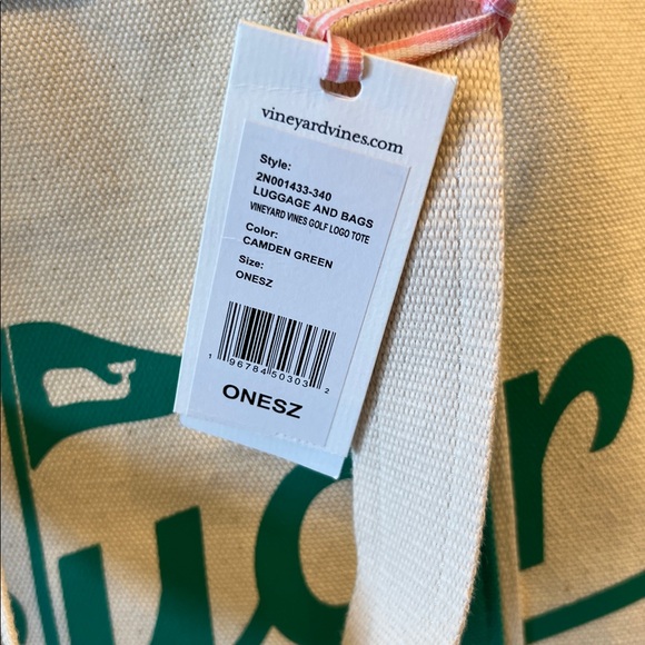 Vineyard Vines Cream Tote with Green Accents - Picture 6 of 10